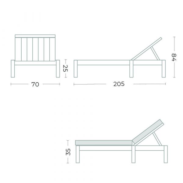 kourtis gommaire teak sunny bed copenhague outdoor