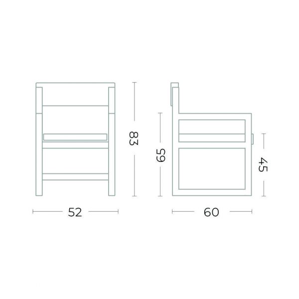 Armchair Sally Upholstered Dimensions