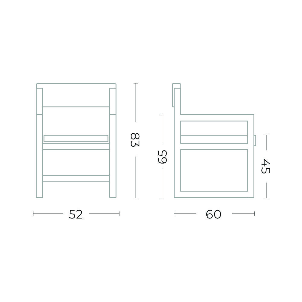 Armchair Sally Upholstered Dimensions