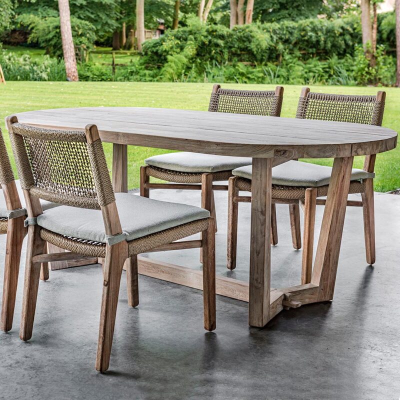 dan oval table, dan oval dining table, dining table, outdoor table, teak table, gommaire,gommaire table